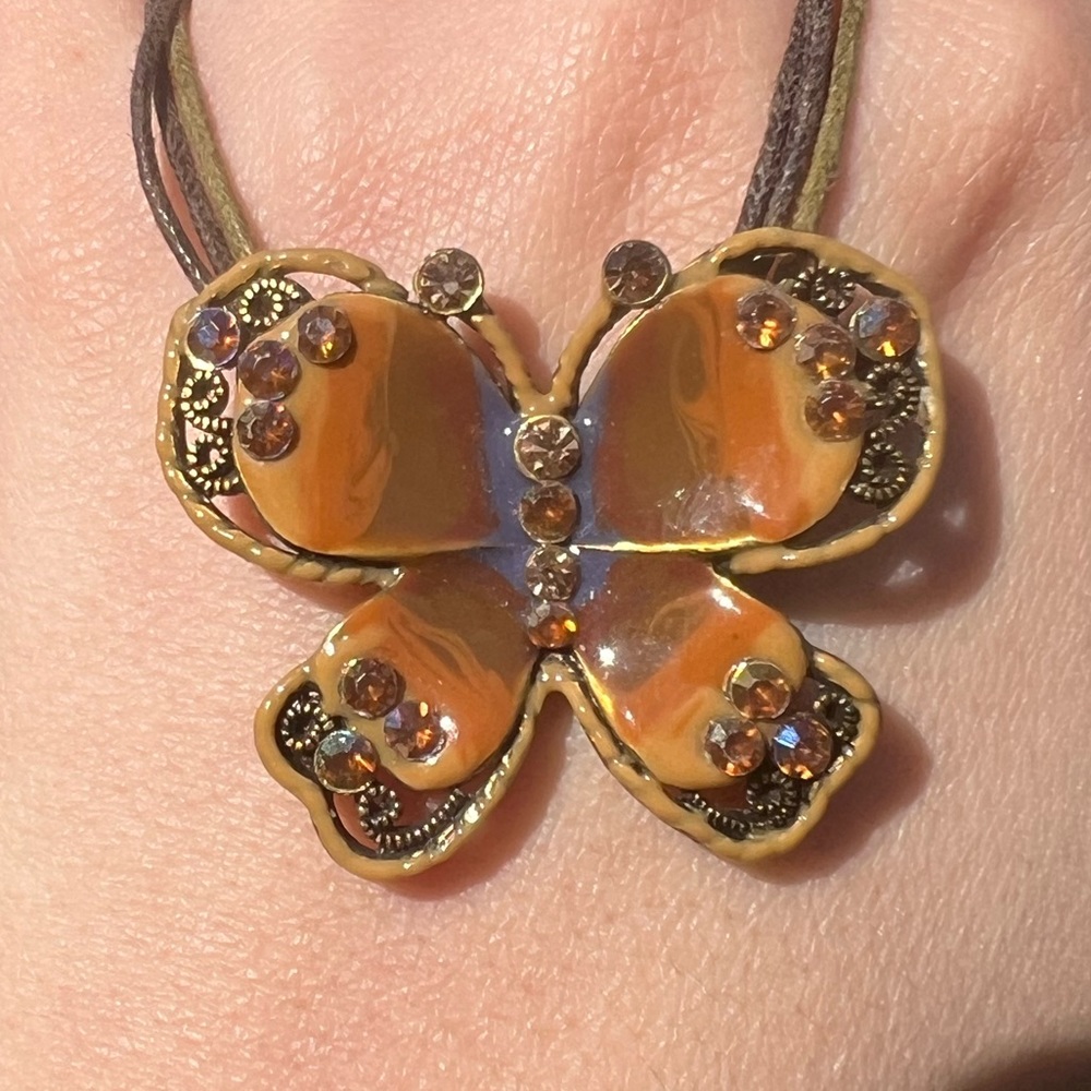 Butterfly Enamel Rhinestone Necklace